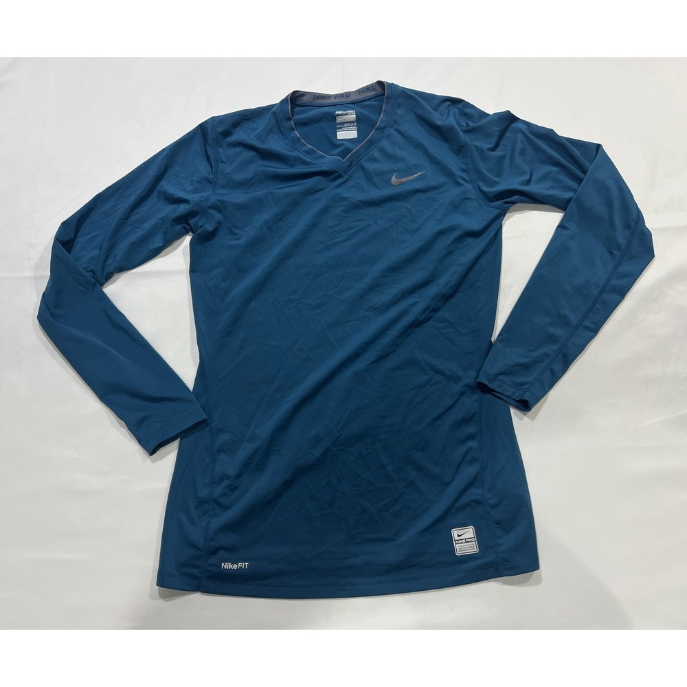 Nike Pro Fitted Shirt Womens Medium Teal Blue Performance Running Gym